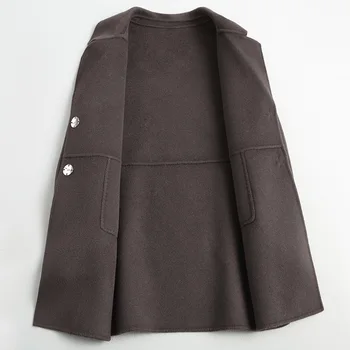 

Casual Fashion Coat Female Autumn Spring Coats Gray Yellow Double-side Wool Jacket Women Outwear Abrigo Mujer 38076