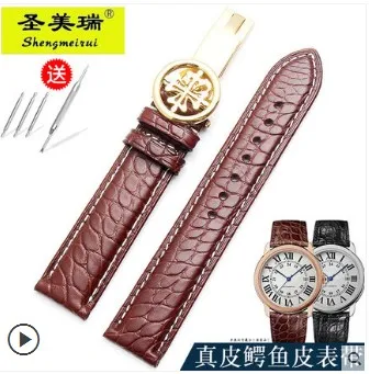 Fit patek phillippe часы с ремешком из кожи крокодила ремешок с PP складной buckle19mm20mm21mm22mm - Цвет ремешка: 11