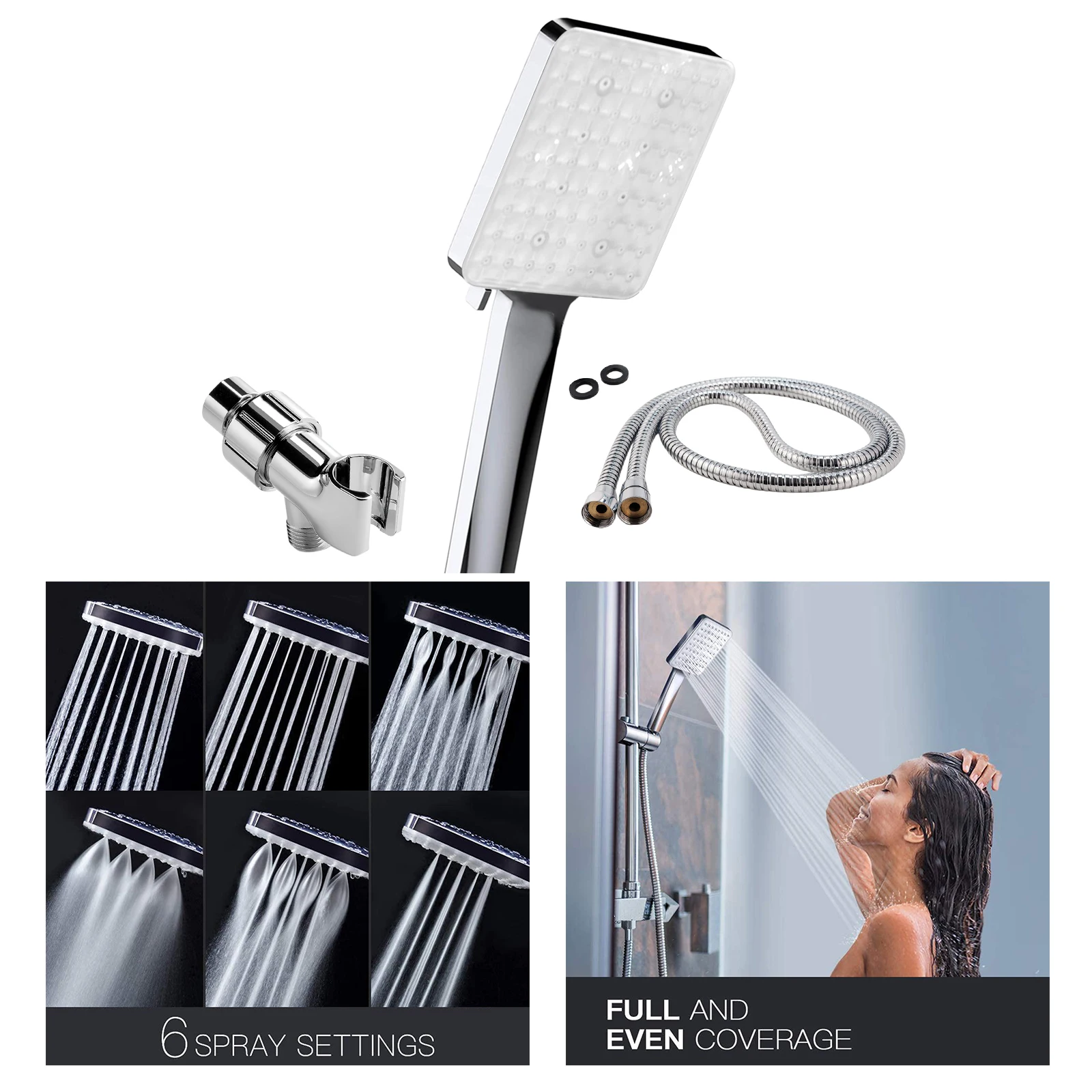 High Pressure Rainfall Shower Head/Handheld Shower, Height/Angle Adjustable,