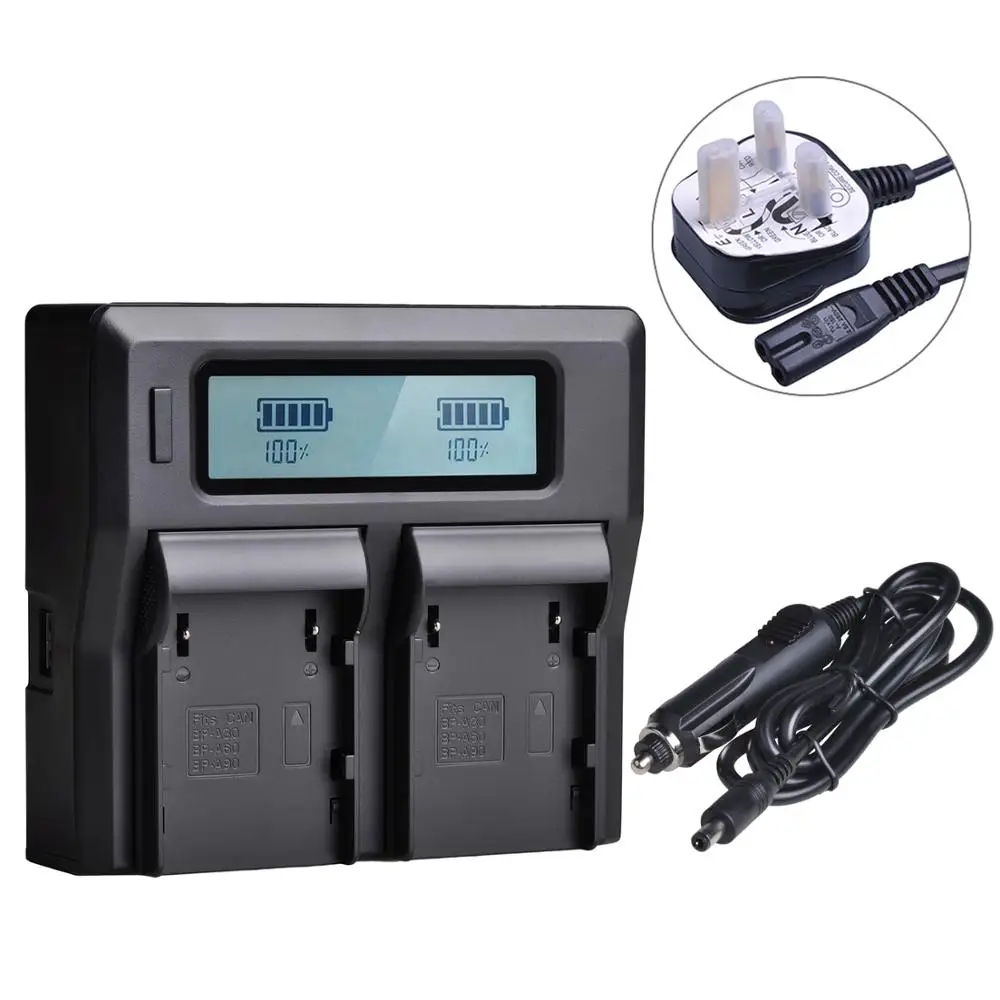 2Pcs 6800mAh BP-A60 BP A60 Battery + LCD Dual Charger for Canon CA-CP200L, EOS C200, C200 PL, C200B, C300 Mark II, XF705 