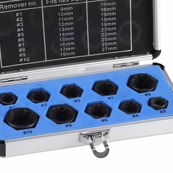 

10pcs/Set Damaged Bolts Nuts Screws Remover Extractor Removal Tools Set Threading Tool Kit Black Nuts JA55
