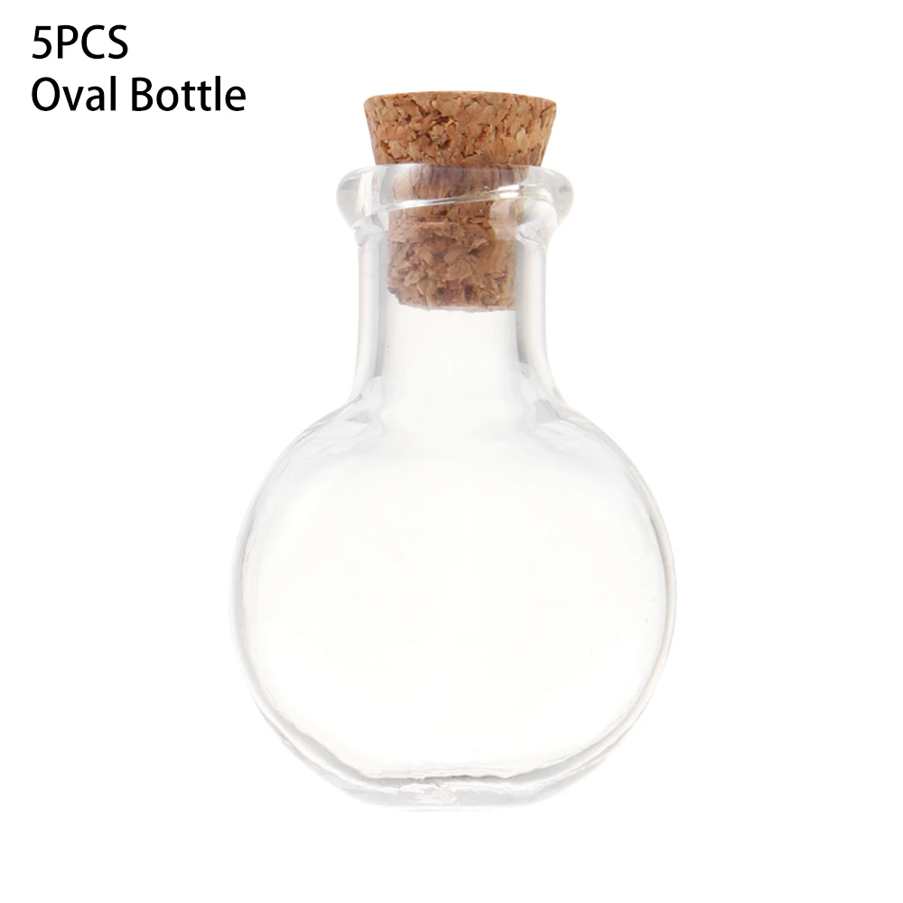 Oval Bottle Горячие 5 шт Мини стеклянные бутылки с пробкой пустые банки для образцов бутылки желаний Свадебные украшения дома DIY Подвески пробки флакон для хранения - Цвет: Oval Bottle