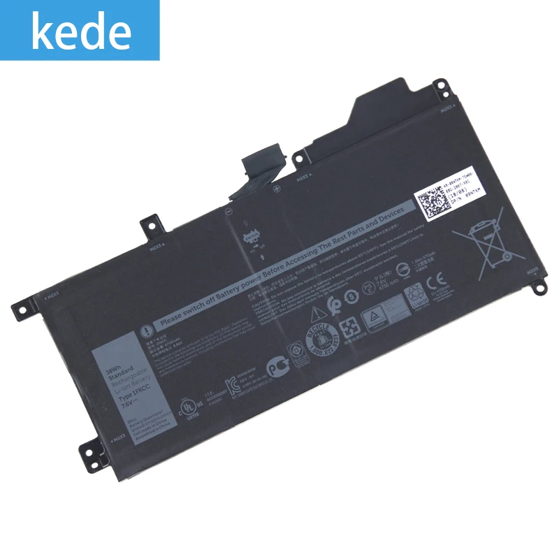 Kede 1FKCC Аккумулятор для ноутбука Dell 1 FKCC, 09NTKM 7,6 V 38Wh 4750mAh