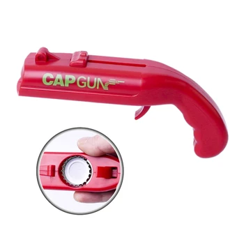 

Portable Cap Gun Creative Flying Cap Launcher Bottle Beer Opener Bar Tool Drink Opening Gun Shaped Bottle Lids Shooter Red Gray