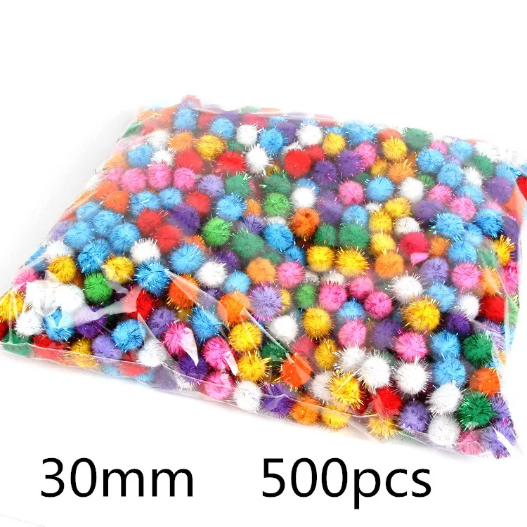 Glitter Pompom 10/15/20/25/30mm Mix Color Christmas Pom Pom Fur Craft DIY  Soft