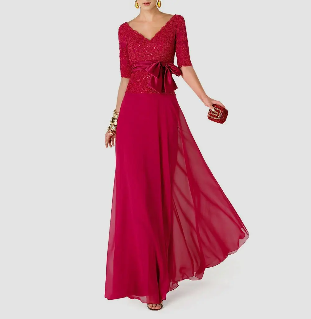 Bruiloften Gratis Verzending Party Vestido De Madrinha Casamento 2016 Modieuze Sexy V-hals Bow Lange Moeder Van De Bruid Jurken Bruiloften Gratis Verzending Party Vestido De Madrinha Casamento 2016 Modieuze Sexy V-hals Bow Lange Moeder Van De Bruid Jurken