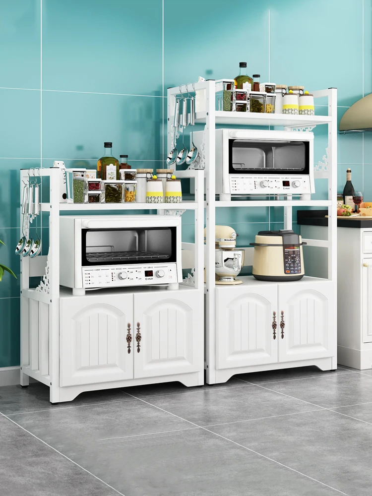 Kitchen racks floor multi-layer storage cabinets home cupboard storage rack space oven microwave storage rack