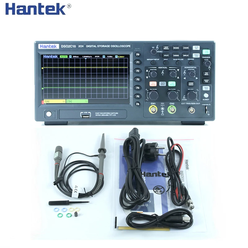 Hantek digital osciloscópio dso2c10 2c15 2d10 2d15 2 canais 100mhz/150mhz armazenamento osciloscopio 1gsa/s taxa de amostra
