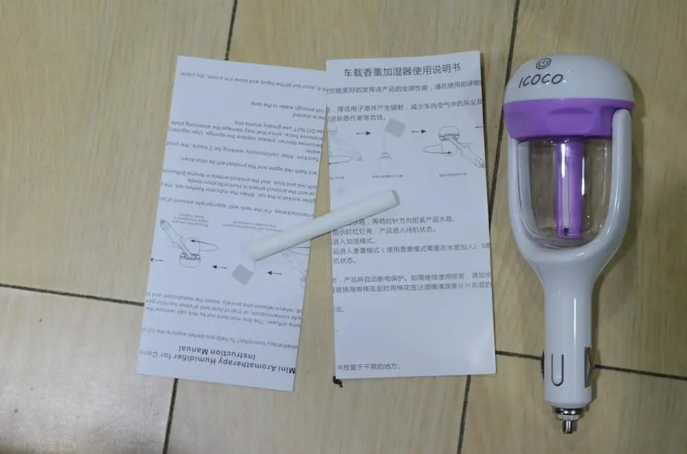 purple ICOCO мини портативный автомобильный ароматерапия зарядное устройство увлажнитель воздуха Арома эфирные масла диффузор свежая очистка 180 градусов вращение - Цвет: purple
