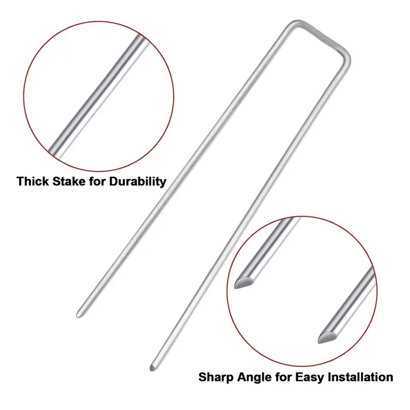 50Pcs Garden Stakes Galvanized Landscape Staples U-Type Turf Staples Pins Rust Proof Sod Pins Pegs For Artificial Grass Securing