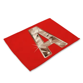 

26 Letter Pattern Placemat Dining Table Mat Colorful Alphabet Tea Coaster Cotton Linen Pad Cup Mats