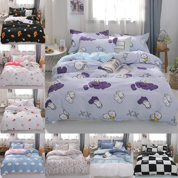 

Cartoon Space Bed Linens Black Plaid Bedding Set Home Textile Cover Duvet Queen Sheet Kids For Size Cute Quilt Bed King Cover