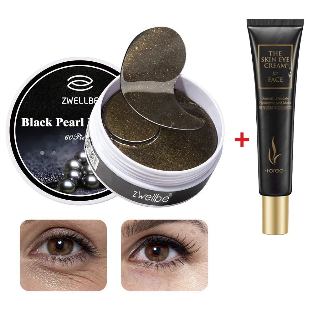 black pearl Золотые кристаллические коллагеновые патчи для глаз, эссенция, крем для глаз, набор, анти-старение, удаление темных кругов, отечность, увлажняющий крем для ухода за кожей вокруг глаз - Цвет: black pearl