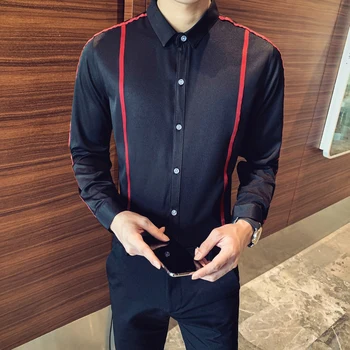 

Plus Size 5XL-S Striped Shirt Men Fashion 2020 Simple Long Sleeve Mens Casual Shirts Streetwear Slim Fit Office Blouse Homme