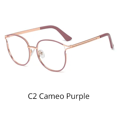 C2 Cameo Purple Ralferty, женские трендовые очки с металлической оправой, женские очки с кошачьими ушками, Золотые декоративные очки, без оправы для очков W93332 - Цвет оправы: C2 Cameo Purple