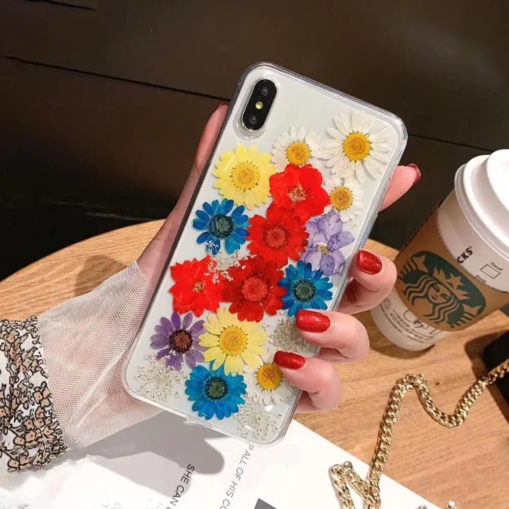 15 Для Iphone 11 Pro X 7 настоящий цветок Прозрачный чехол для телефона с цветочным рисунком для Iphone 11 Pro X Max XR XS 6 6s 7 8 Plus Мягкий силиконовый чехол - Цвет: 15