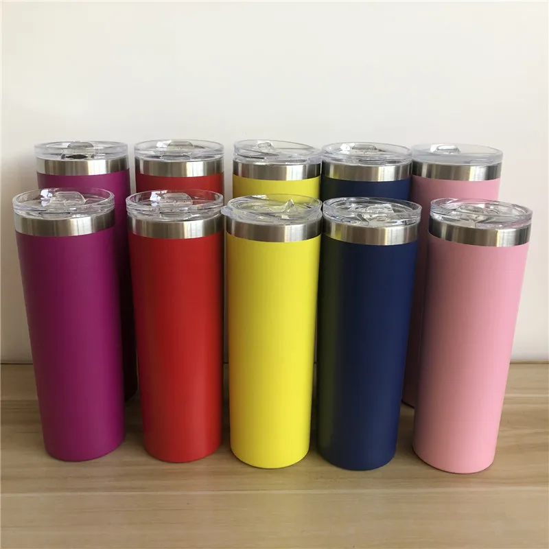 News 20oz 30oz Skinny Tumbler Double Wall Stainless Steel Vacuum Tumbler Vacuum Insulated Straight Cups Flask Beer Coffee Mugs