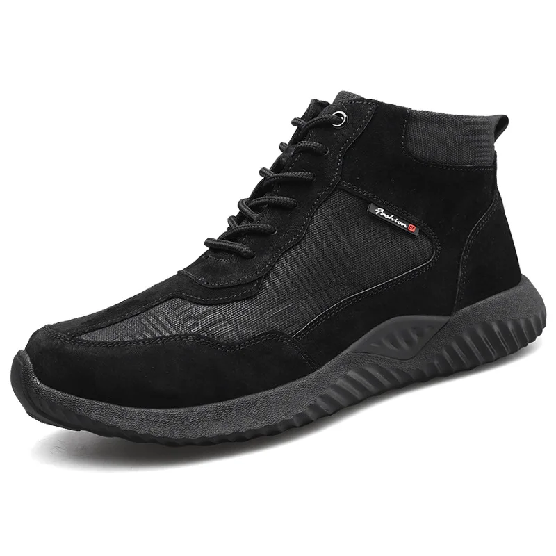 Mens High Top Breathable Shoes Steel Toe Anti-smash Protective Work Shoes Boots Puncture-proof Safety Shoes Spring And Autumn