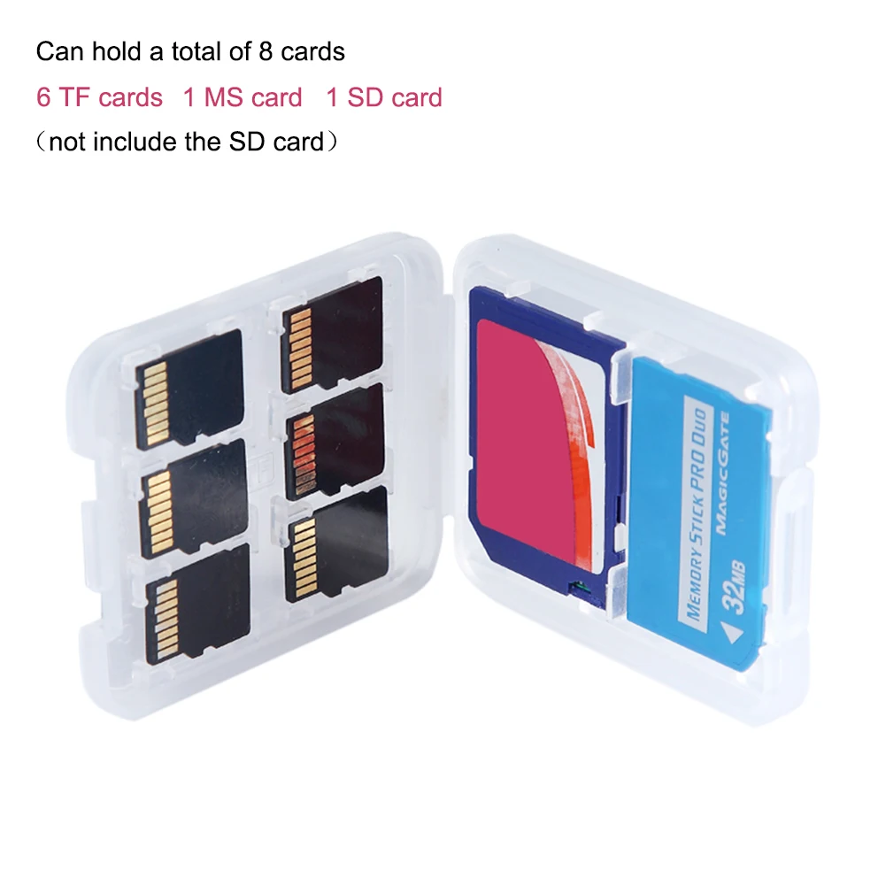 

8 IN 1 Hard Plastic Memory Card Storage Case TF Card Micro SD Store Box Protector Holder Case for SD SDHC TF MS Stick Box