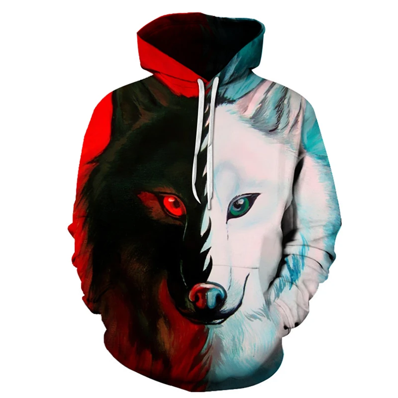 3D Wolf Hoodies Men Women Fashion Animal Printed Hoodie Sweatshirt Autumn Winter Hip Hop Streetwear Head | Мужская одежда