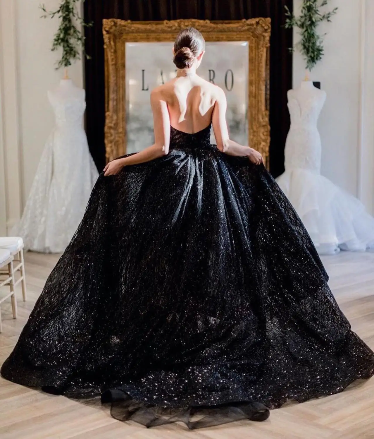 

Luxury Sparkle Sequins Lace Dinner Dress Long Train Women Formal Evening Gown robe de soiree