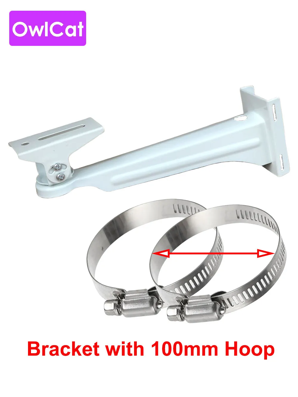 with 100MM hoop Металлический обруч кронштейн полюс/колонна крепления камеры кронштейн для камеры видеонаблюдения s100мм 200 мм 300 мм 400 мм петли - Цвет: with 100MM hoop
