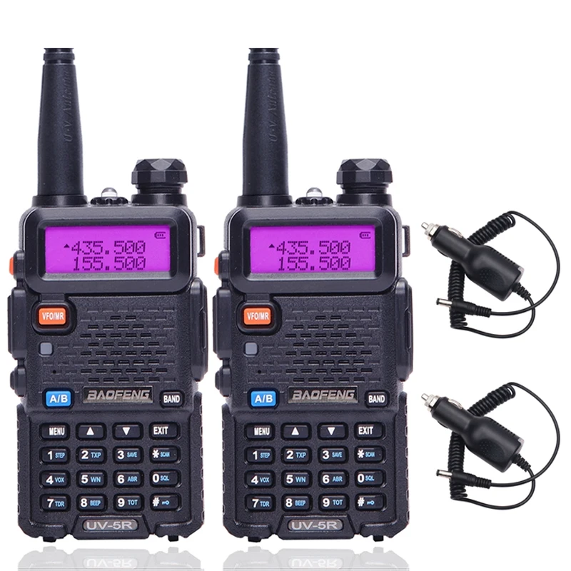 2 шт. BaoFeng UV-5R Двухдиапазонная рация VHF/UHF Ручной UV5R длинный дальномер передатчик Портативный двухстороннее радио+ NA-771 антенна - Цвет: balck car charger