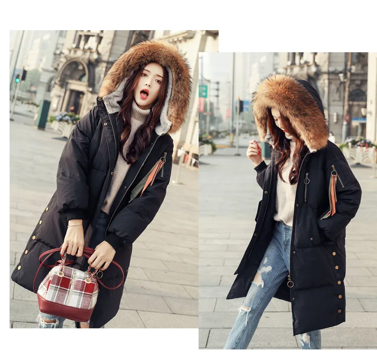 Winter fashion brand good quality longer real duck down coat female real fur collar hooded warm coat down wq701 dropship