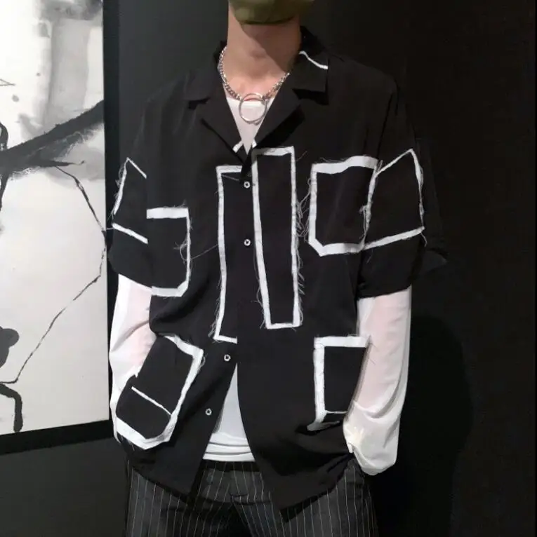 Black S-6XL! Новинка, Мужская одежда, модный подиумный показ, оригинальная нашивка, ветровка, стилист для волос, большие размеры, костюмы - Color: Black