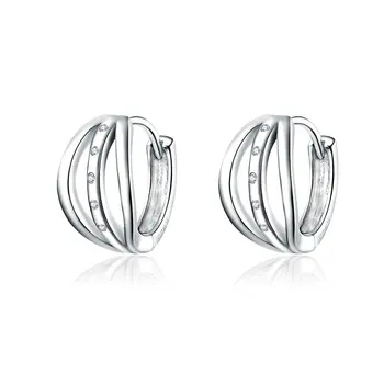 

Silver Hoop Earrings for Women Authentic 925 Sterling Silver AAA CZ Hoops Female Mode Bijoux Brincos CTF193