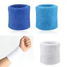 

35% Discounts Hot! 2Pcs Sports Wristband Solid Color Absorbent Cotton Breathable Quick Dry Sweatband for Tennis