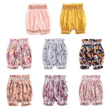 Модные Штаны для маленьких девочек Детские шорты-фонарики с цветочным принтом модная одежда с принтом для малышей, D08C