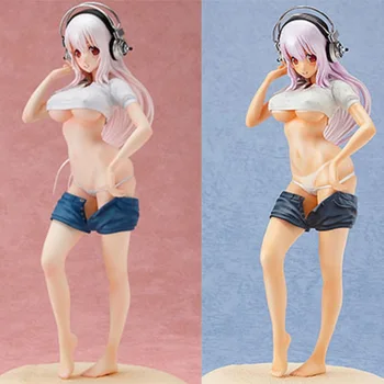 

2 Style Japan Anime Super Sonico Tokonatsu Ver Action Figure super sonic Shorts Jean PVC Wave Sexy Girl Toy 25cm 1/6 Scale