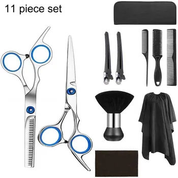 

Hair Scissors Professional Barber Hairdressing Cutting Thin Steel Thinning Scissors Barbershop Styling Tool 11 Pcs