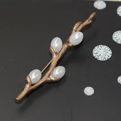 Vintage Handmade Freshwater Pearl Plum Blossom Flower Branches Brooches Pins Elegant Bouquet Brooch For Wedding Bride Jewelry