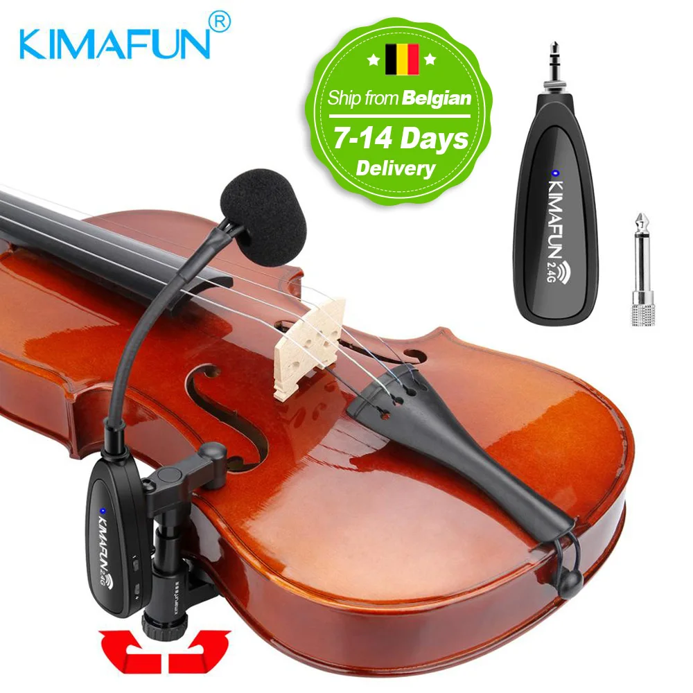 Микрофон для скрипки KIMAFUN беспроводной микрофон 2 4 ГГц с гусиной шеей