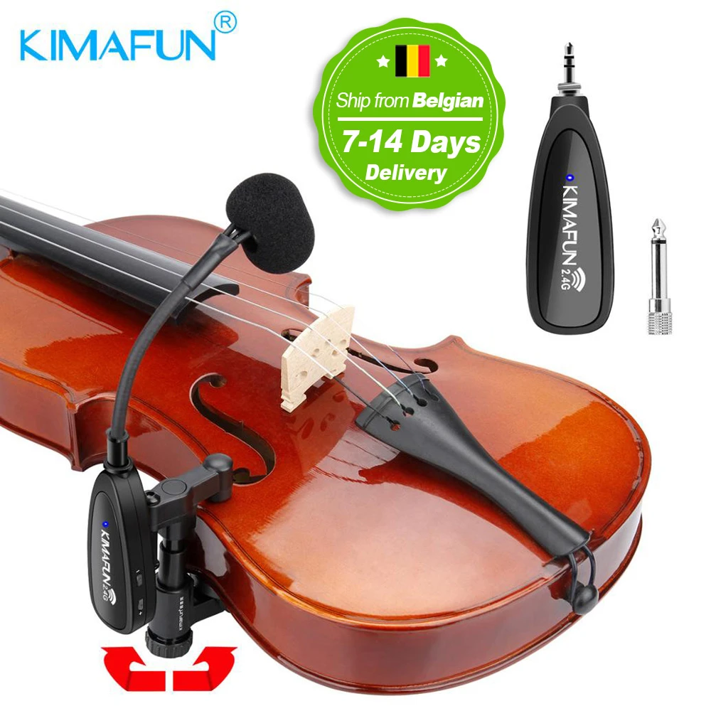 Kimafun Violin Microphone 2.4g Wireless Instrument Gooseneck Microphone