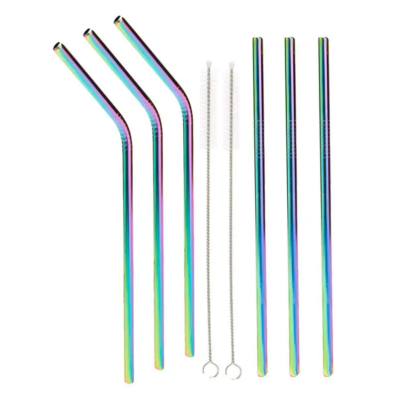 

Stainless steel straws iridescence colors Fits 20 oz Tumbler, Extra Long Reusable Ecofriendly