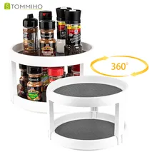 STOMMIHO Kitchen Organizer 360 Degree Rotating Food Storage Tray Spice Rack Pantry Cabinet Lazy Susan Turntable