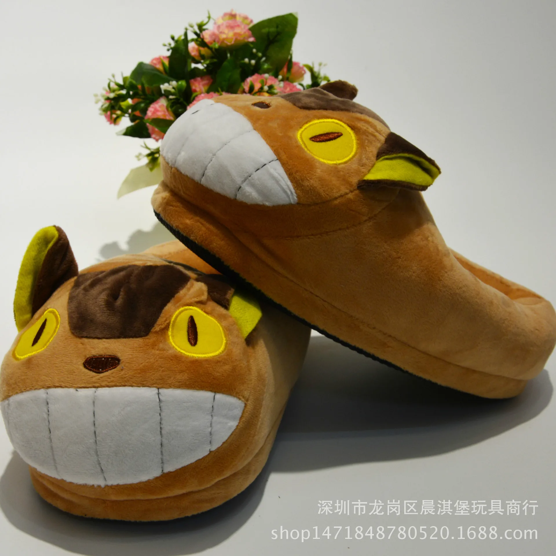 Милая зимняя обувь Totoro ba shi gato negro; плюшевая обувь с хлопчатобумажными стельками; домашняя обувь; теплая обувь