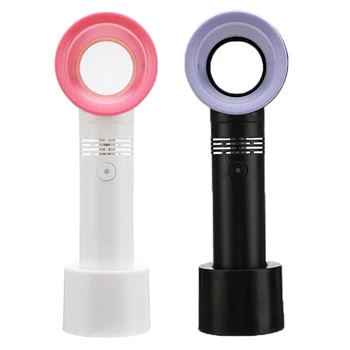 

Safety Portable Bladeless Fan Handheld Mini Air Cooler No Leaf Handy Fan USB LED Indicator Rechargeable