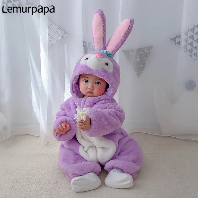 Ropa de invierno para bebé, mono grueso cálido con cremallera, pijama de dibujos animados de conejo para recién nacido _ - AliExpress Mobile