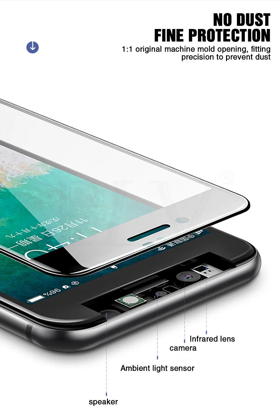50D полное покрытие закаленное стекло для iphone 7 6 6s 8 Plus 5 5S SE стекло протектор экрана на iphone X XS MAX XR защитное стекло
