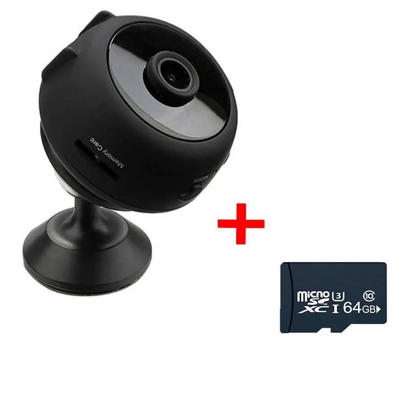 Беспроводная мини Wi-Fi камера HD 1080P микро видео IP камера инфракрасного ночного видения сеть умный мониторинг Домашняя безопасность - Цвет: Camera and 64g card
