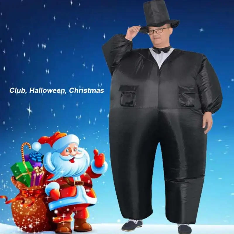 Надувной черный смокинг костюм толстый джентльмен Chub нарядное платье забавная игрушка Жених Косплей костюмы вечерние танцевальный костюм для взрослых детей