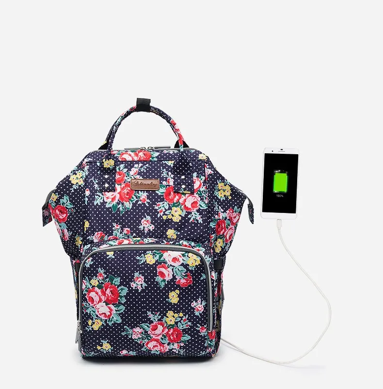 Модная, для детских подгузников Сумка рюкзак цветочный Водонепроницаемый многофункциональная дорожная сумка, сумка для подгузников включают в себя изменение и пусковая площадка Герметичная сумка