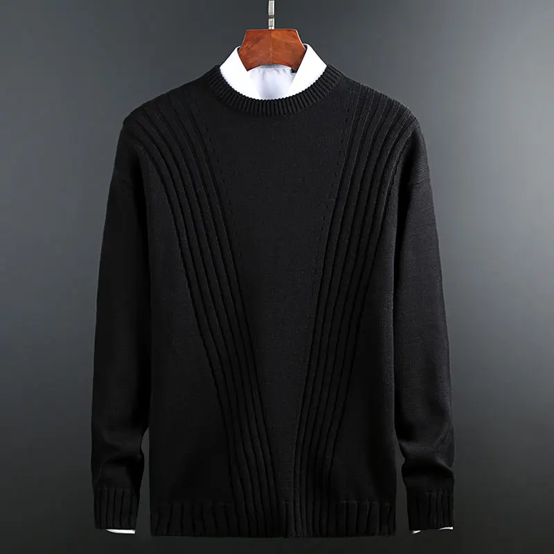 Новинка, модные брендовые мужские свитера, пуловер в стиле хип-хоп, облегающие вязаные Джемперы, жаккард, зимний Корейский стиль, повседневная мужская одежда - Цвет: Черный