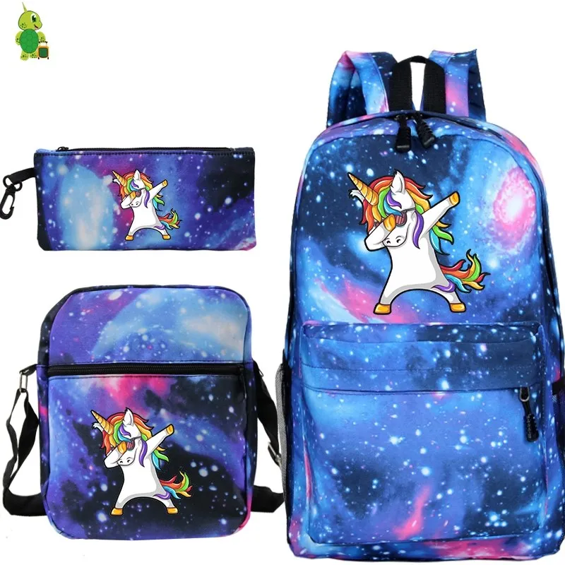 5 Mochila Единорог Рюкзак 3 шт./компл. школьные рюкзаки для девочек-подростков; для мальчиков и девочек, рюкзак для путешествий, Для женщин рюкзаки сумки на плечо Карандаш Чехол - Цвет: 5