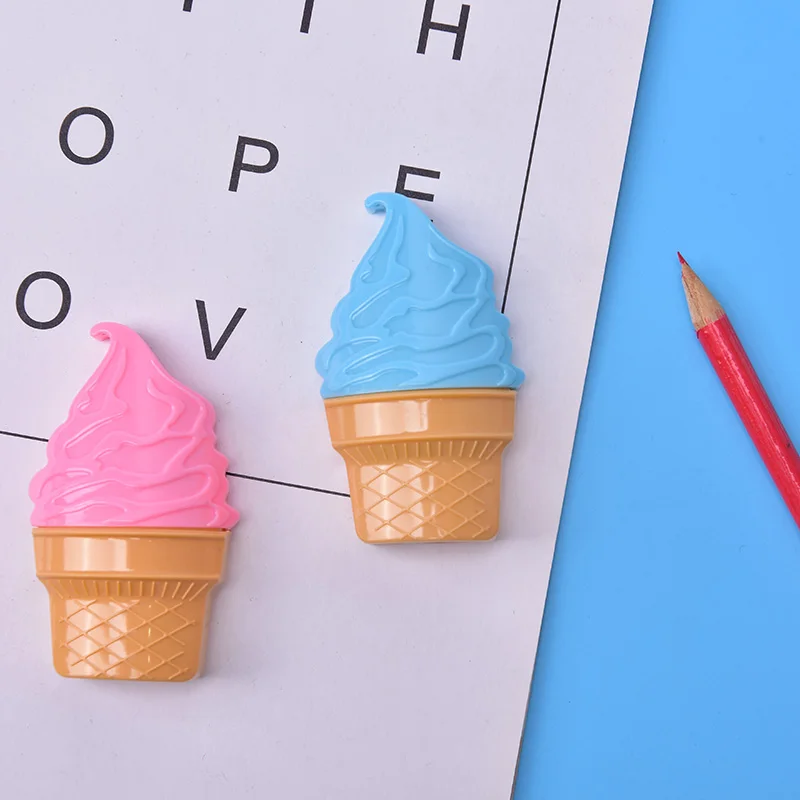 1Pcs Pencil Sharpener Double Hole Plastic Pencil Sharpener Ice Cream Modeling Student Stationery Gifts Random
