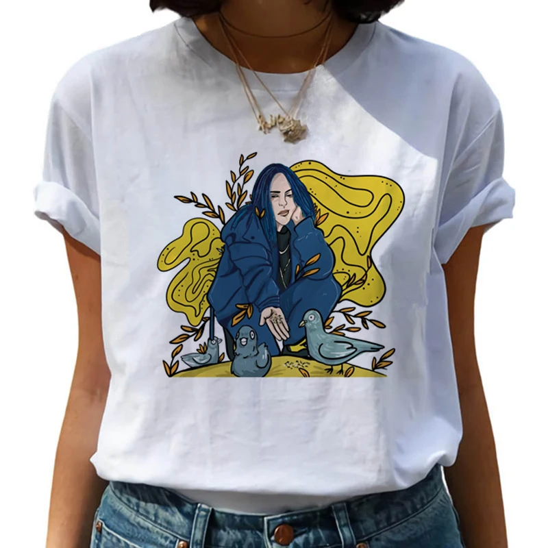 Billie Eilish Bad Guy Harajuku футболки для женщин Ullzang Забавные футболки с героями мультфильмов 90s Графические футболки модные хип-хоп футболки женские - Цвет: 8638